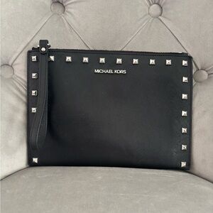 Michael Kors Black Wristlet with Silver Studs
